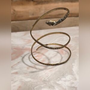 Vintage-Inspired Spiral Snake Arm Cuff Bracelet in Antiqued Gold